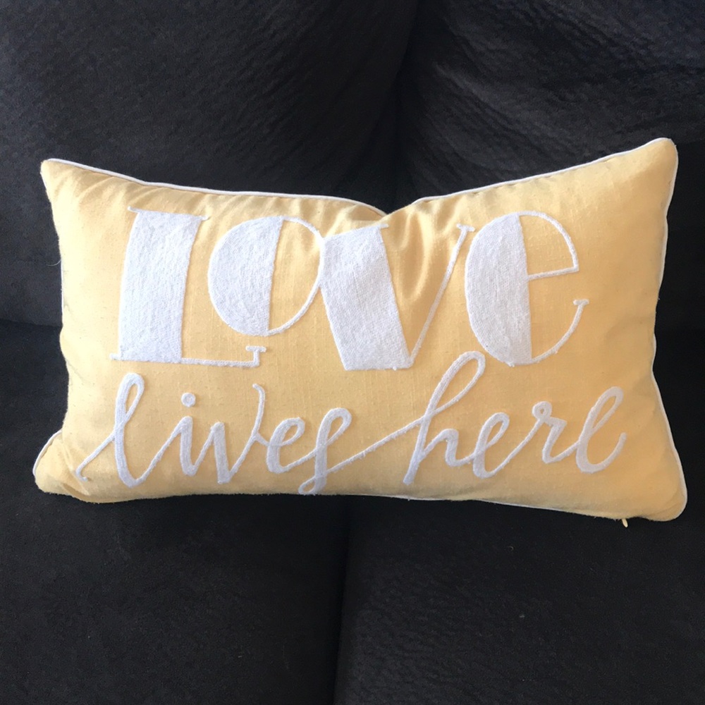 Yellow “Love Lives Here” Pillow